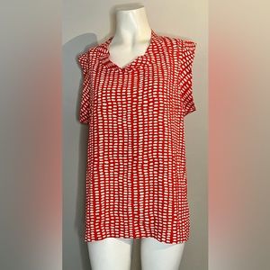 Cabi Madeline Cap Sleeve red Printed Blouse Size Med